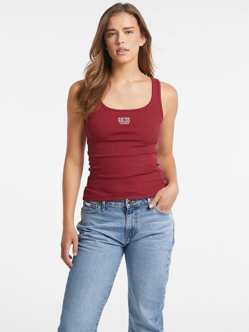 Guess Slim Embroidered Logo Tank Rosii | GUESS-SN27417