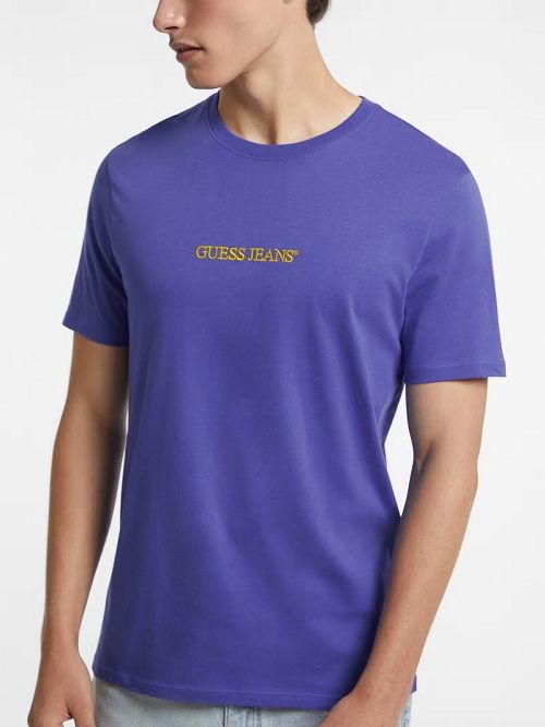 Guess Slim Embroidered Logo Tee Albastri | GUESS-SN30488
