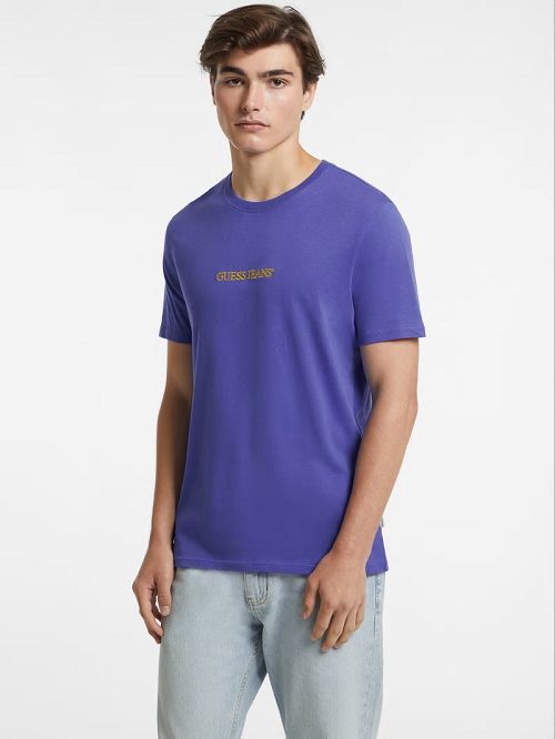 Guess Slim Embroidered Logo Tee Albastri | GUESS-SN30488