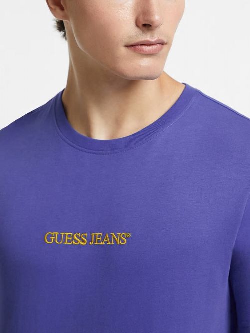 Guess Slim Embroidered Logo Tee Albastri | GUESS-SN30488