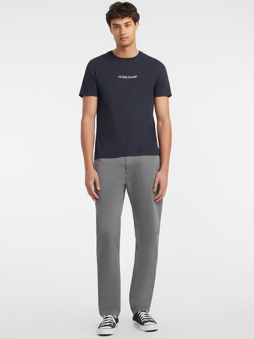 Guess Slim Embroidered Logo Tee Albastri | GUESS-SN30503