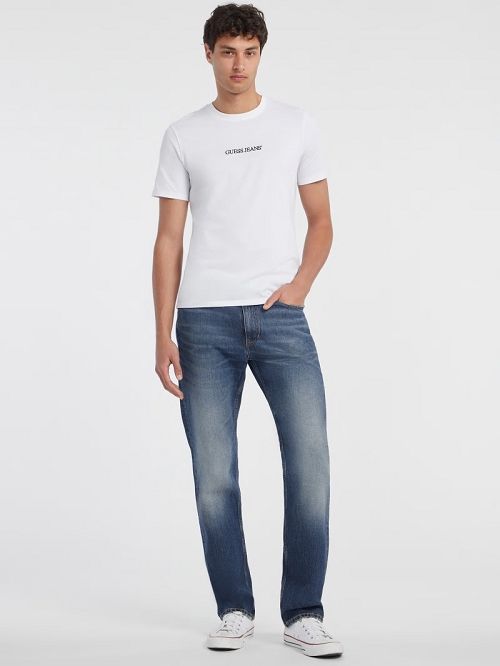 Guess Slim Embroidered Logo Tee Albi | GUESS-SN30599