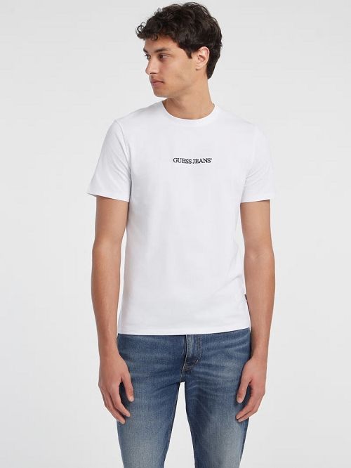 Guess Slim Embroidered Logo Tee Albi | GUESS-SN30599