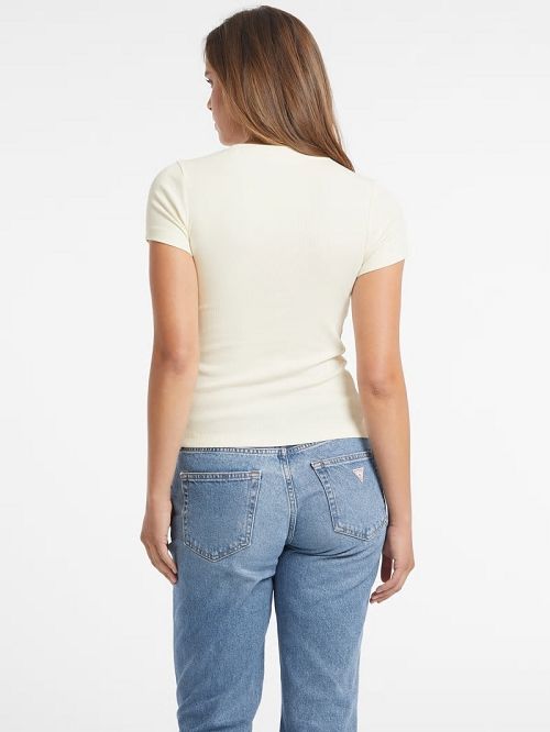 Guess Slim Embroidered Logo Tee Albi | GUESS-SN27432