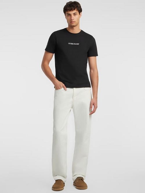 Guess Slim Embroidered Logo Tee Negrii | GUESS-SN30643