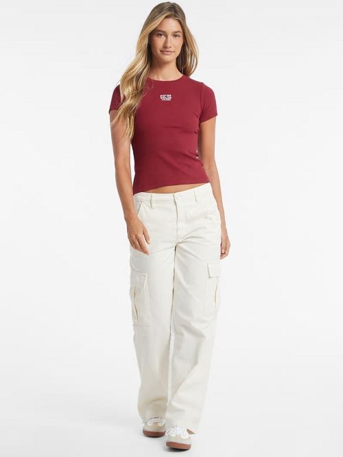 Guess Slim Embroidered Logo Tee Rosii | GUESS-SN27328