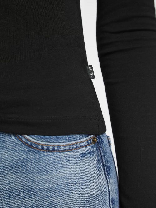 Guess Slim Embroidered Long-Sleeve Tee Negrii | GUESS-SN27565