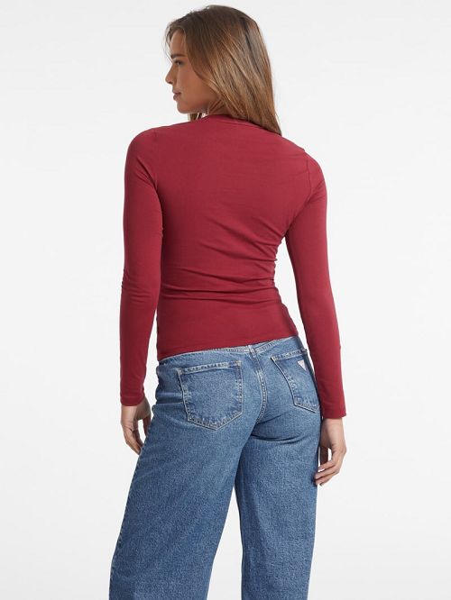 Guess Slim Embroidered Long-Sleeve Tee Rosii | GUESS-SN27519