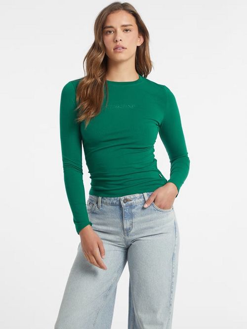 Guess Slim Embroidered Long-Sleeve Tee Verzi | GUESS-SN27538