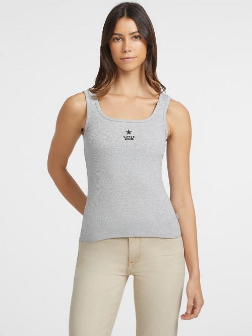 Guess Slim Embroidered Star Tank Gri | GUESS-SN27204