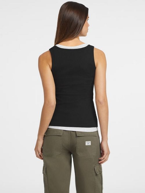 Guess Slim Embroidered Star Tank Negrii | GUESS-SN27179