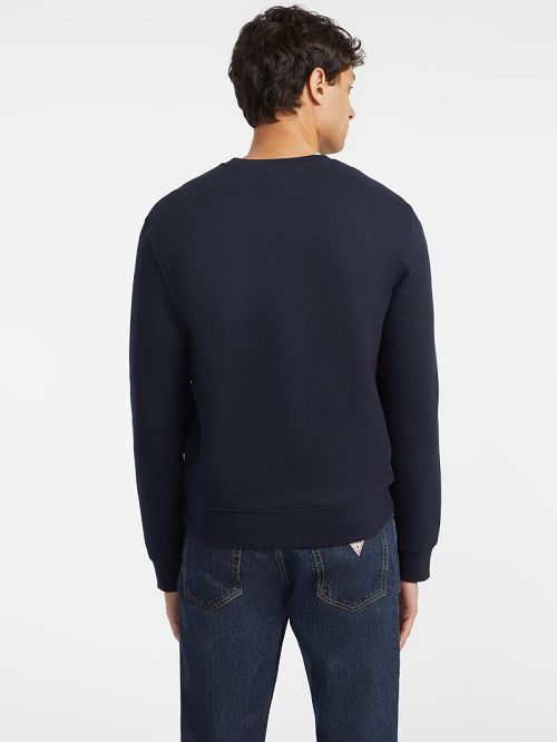 Guess Slim Logo Crewneck Sweatshirt Albastri | GUESS-SN31532
