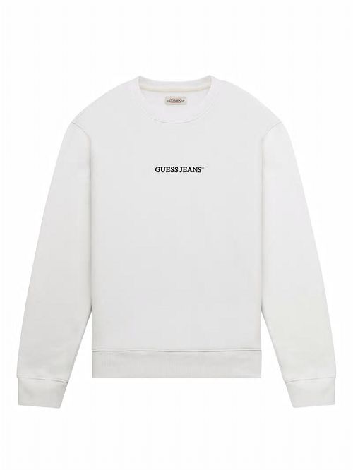 Guess Slim Logo Crewneck Sweatshirt Albi | GUESS-SN31491