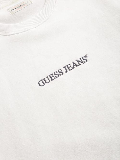 Guess Slim Logo Crewneck Sweatshirt Albi | GUESS-SN31491