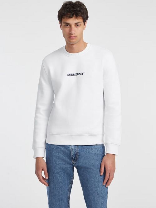 Guess Slim Logo Crewneck Sweatshirt Albi | GUESS-SN31491