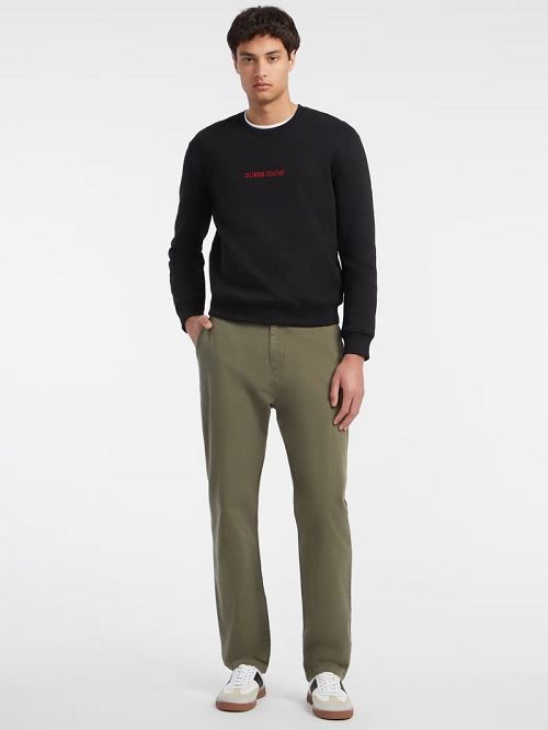 Guess Slim Logo Crewneck Sweatshirt Negrii | GUESS-SN30947