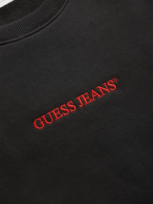 Guess Slim Logo Crewneck Sweatshirt Negrii | GUESS-SN31495