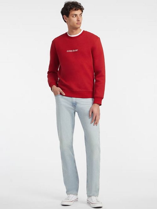 Guess Slim Logo Crewneck Sweatshirt Rosii | GUESS-SN31514