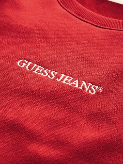Guess Slim Logo Crewneck Sweatshirt Rosii | GUESS-SN31514