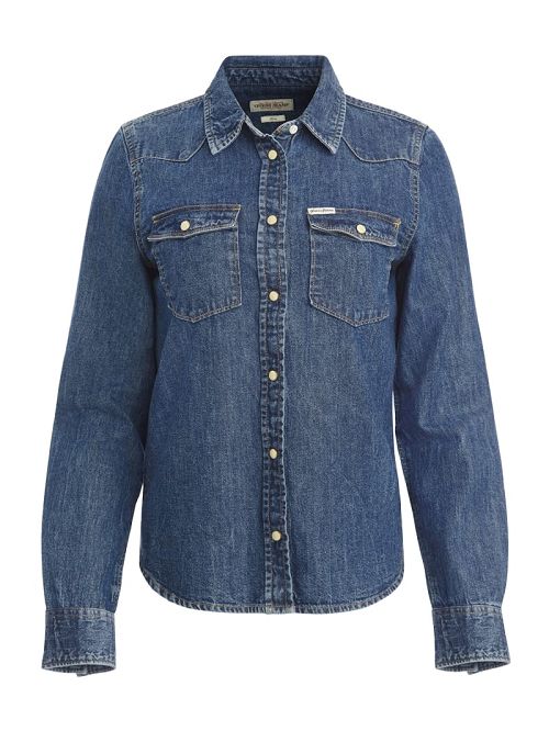 Guess Slim Long-Sleeve Denim Shirt Albastri | GUESS-SN27582