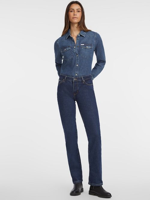 Guess Slim Long-Sleeve Denim Shirt Albastri | GUESS-SN27582