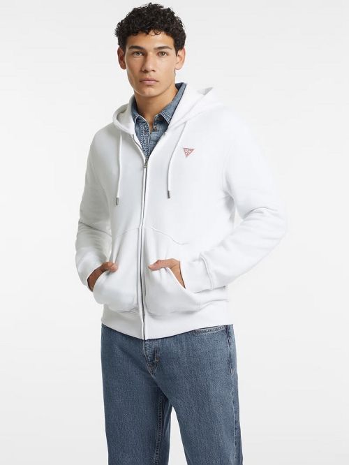 Guess Slim Mini Patch Zip-Up Hoodie Albi | GUESS-SN30917