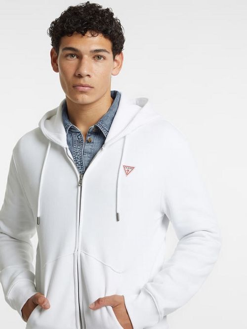 Guess Slim Mini Patch Zip-Up Hoodie Albi | GUESS-SN30917