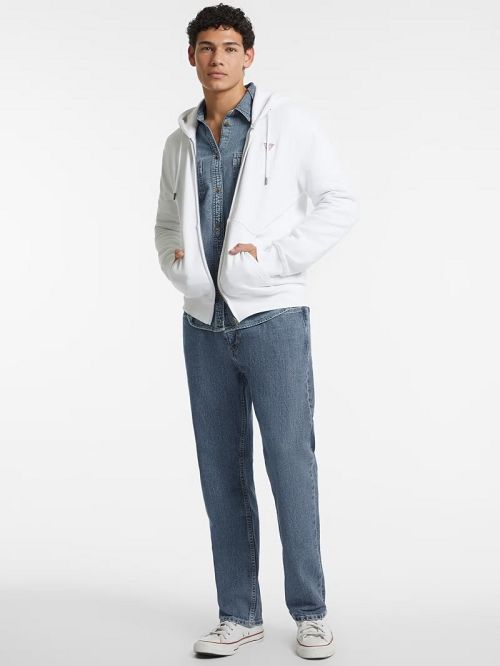 Guess Slim Mini Patch Zip-Up Hoodie Albi | GUESS-SN31484