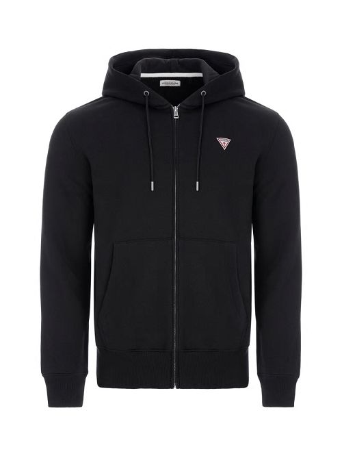 Guess Slim Mini Patch Zip-Up Hoodie Negrii | GUESS-SN30941