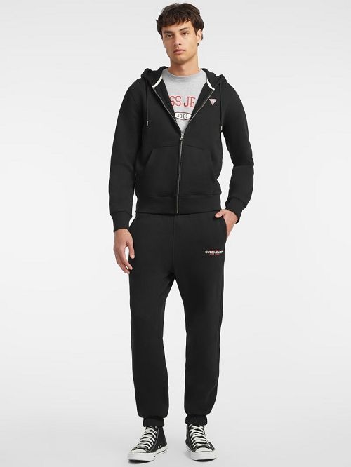 Guess Slim Mini Patch Zip-Up Hoodie Negrii | GUESS-SN30941