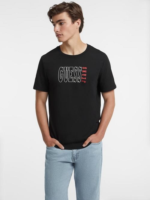 Guess Slim Outlined Logo Tee Negrii | GUESS-SN30569
