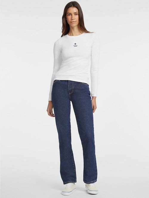 Guess Slim Rib-Knit Star Tee Albi | GUESS-SN27485