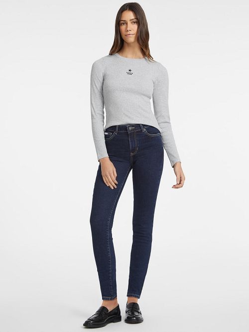 Guess Slim Rib-Knit Star Tee Gri | GUESS-SN27553
