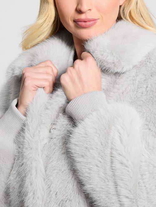 Guess Soave Faux-Fur Flight Jacket Gri | GUESS-SN27934