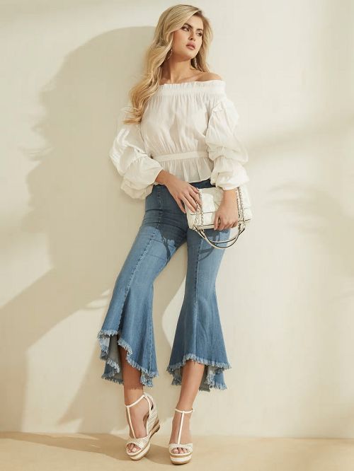 Guess Sofia 1981 High-Rise Flared Jeans Albastri | GUESS-SN26554