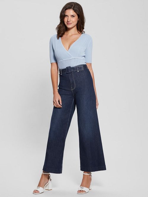 Guess Soft Bandage V-Neck Top Albastri | GUESS-SN27226