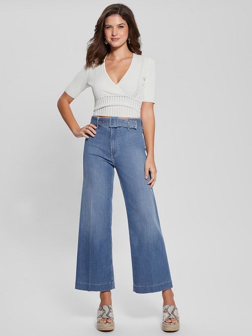 Guess Soft Bandage V-Neck Top Albi | GUESS-SN27475