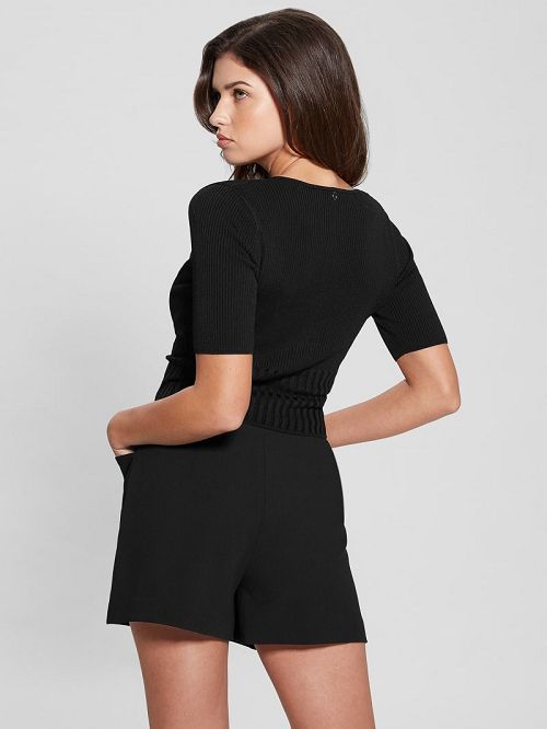Guess Soft Bandage V-Neck Top Negrii | GUESS-SN27444