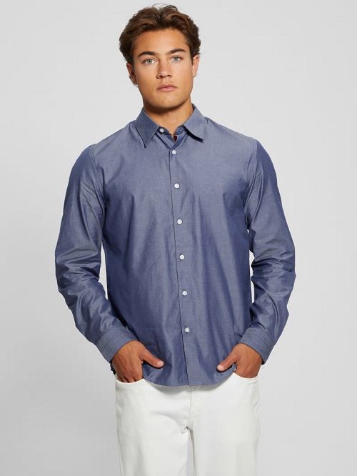 Guess Soft Chambray Shirt Albastri | GUESS-SN31096