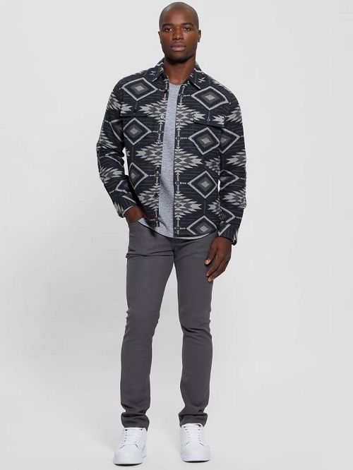 Guess Southwest Motif Jacquard Shirt Gri | GUESS-SN31308
