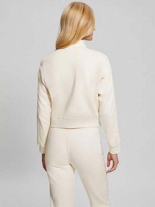 Guess Stacie Logo-Tape Zip Sweatshirt Albi | GUESS-SN27968
