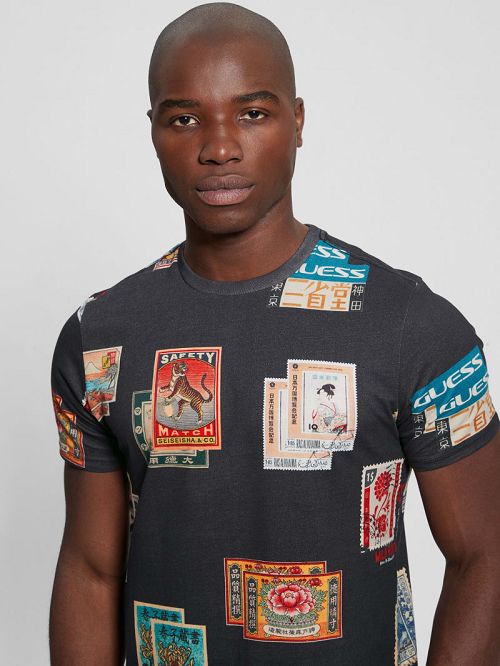 Guess Stamp Collection Tee Negrii | GUESS-SN30533