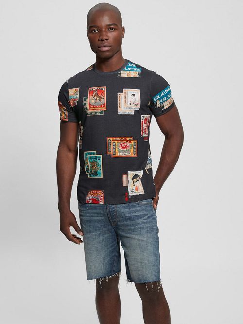 Guess Stamp Collection Tee Negrii | GUESS-SN30533