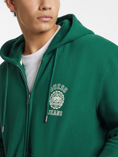 Guess Stamp Logo Zip-Up Hoodie Verzi | GUESS-SN30918