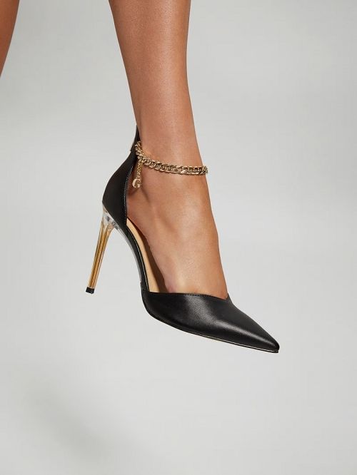 Guess Stefany G-Chain Ankle Strap Pumps Negrii | GUESS-SN29820
