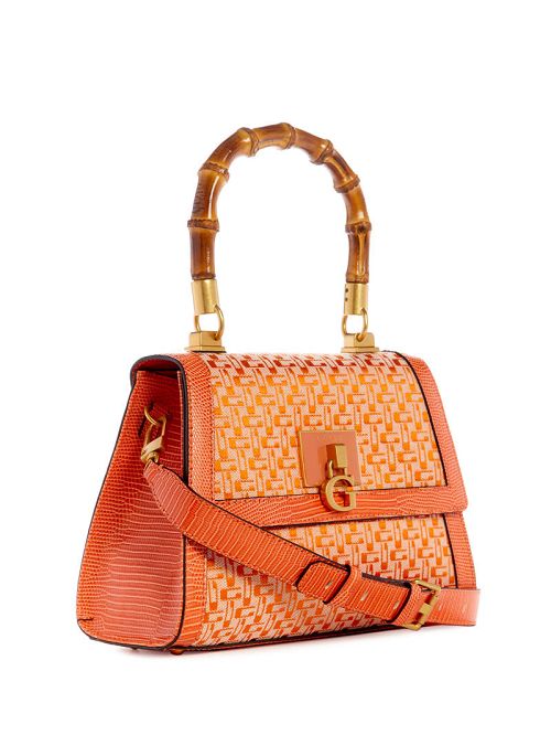 Guess Stephi Bamboo Fold-Over Satchel Portocalii | GUESS-SN28945