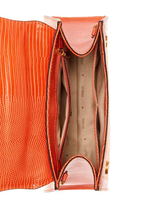 Guess Stephi Bamboo Fold-Over Satchel Portocalii | GUESS-SN28945