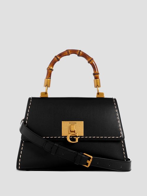 Guess Stephi Bamboo Handle Mini Satchel Negrii | GUESS-SN29229