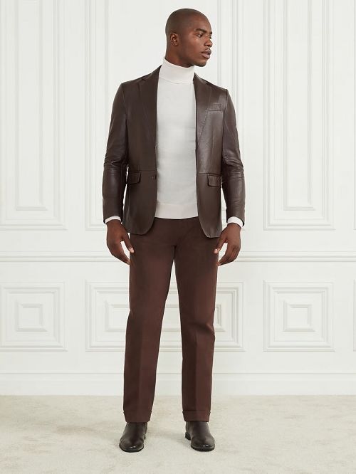 Guess Steve Notched Leather Blazer Maro | GUESS-SN30794