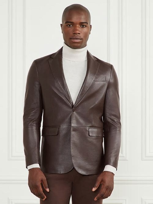 Guess Steve Notched Leather Blazer Maro | GUESS-SN30794